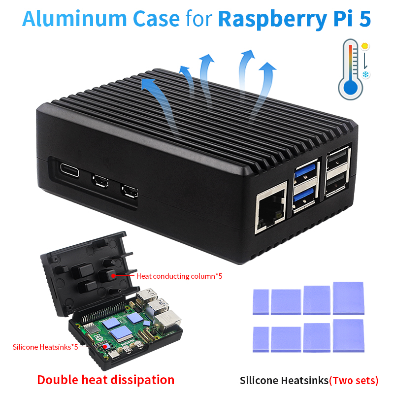 Raspberry Pi 5 8Gb Kit - Raspberry Pi 5 casing Aloi Aluminium