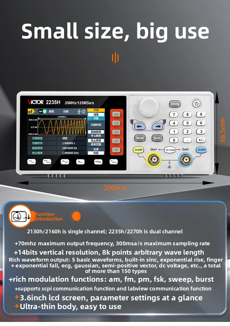 Generator Sinyal VICTOR Bentuk - Function Arbitrary Waveform Generator ulasan dan harga
