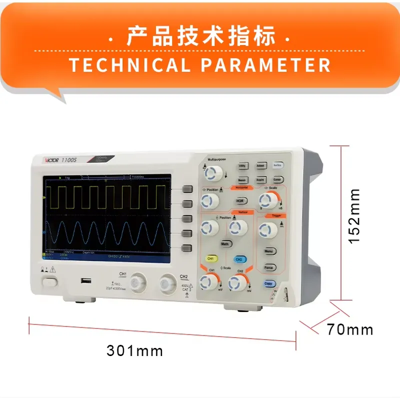 Osiloskop VICTOR 1100S 100 MHz - Digital Storage Oscilloscope 100Mhz ulasan dan harga