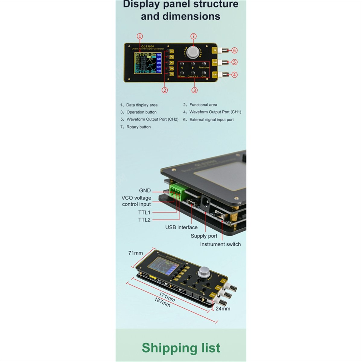 OKgood 2.4 Inci TFT DDS Fungsi - Function Arbitrary Waveform Generator ulasan dan harga